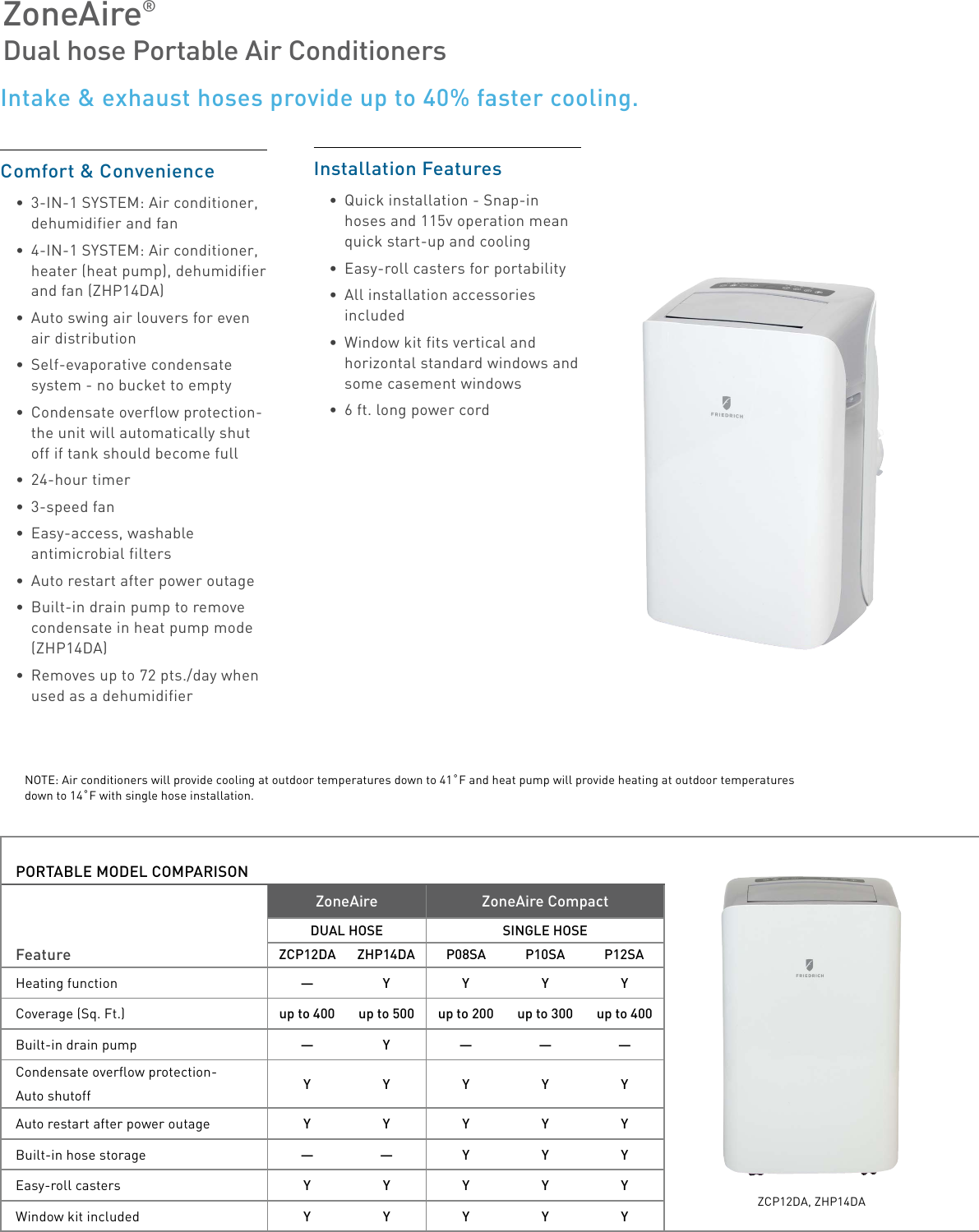 Page 2 of 4 - Friedrich  2019 Portable Air Conditioners Brochure Rev.1