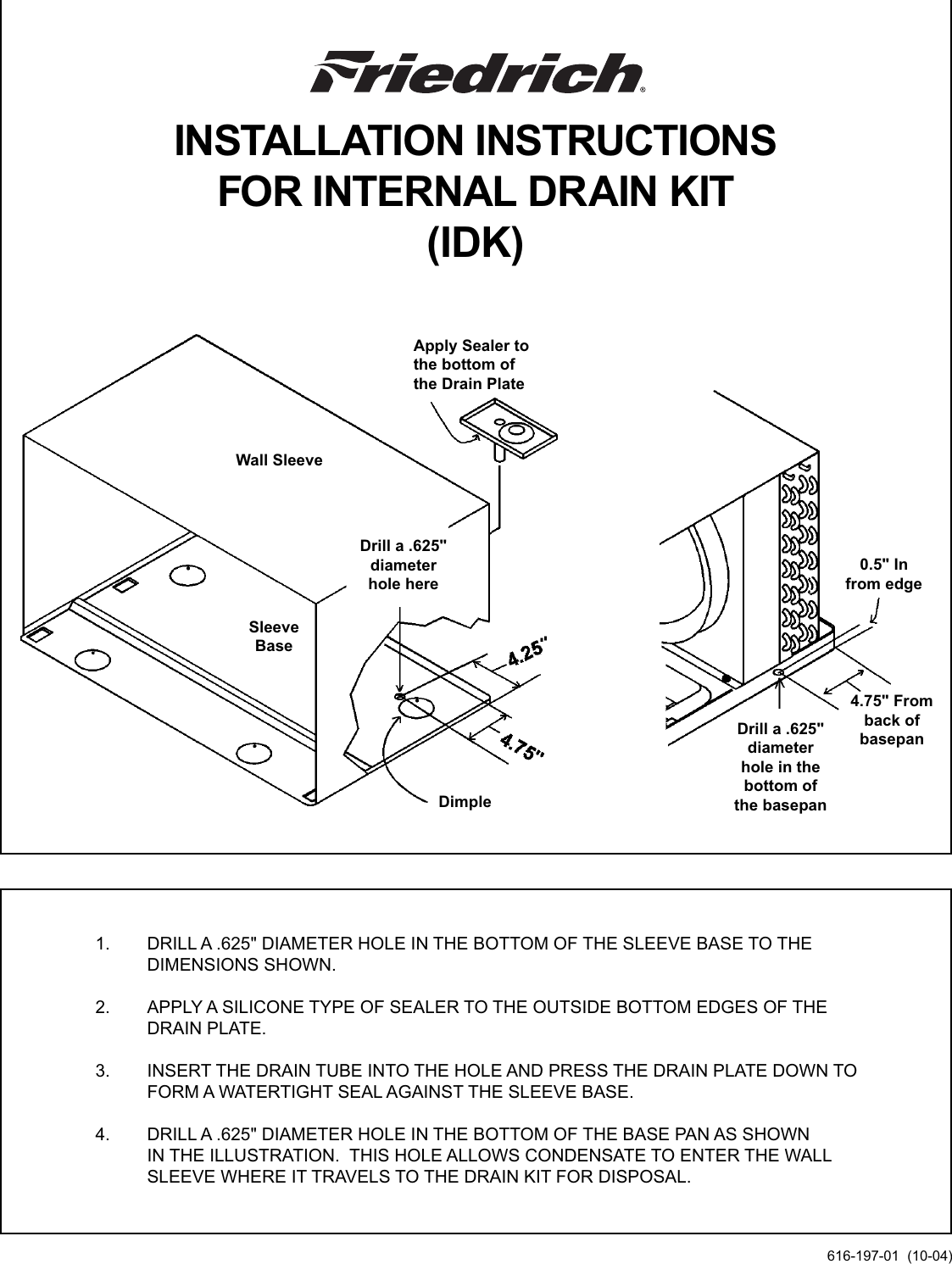 Page 1 of 4 - Friedrich 61619701 (10-04) Current RAC Accessory IDK IOM