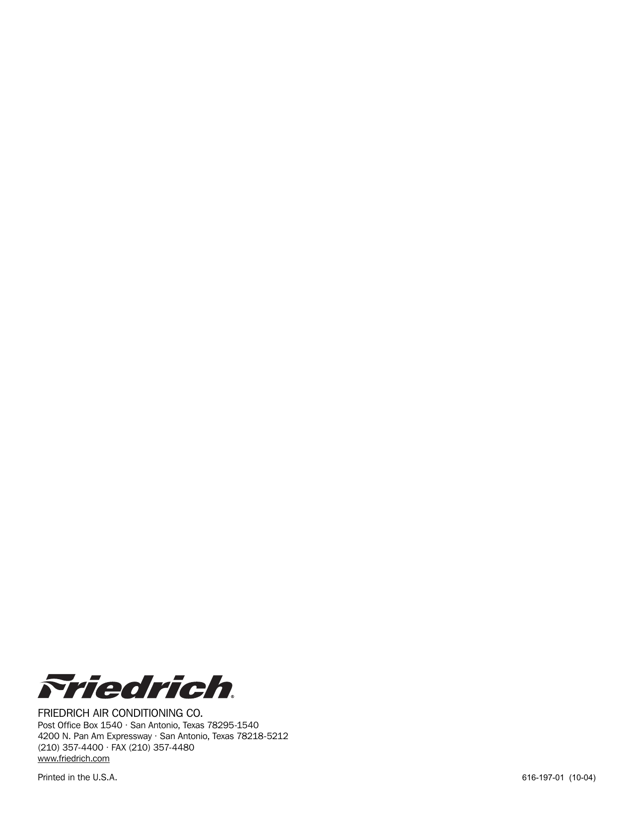 Page 4 of 4 - Friedrich 61619701 (10-04) Current RAC Accessory IDK IOM