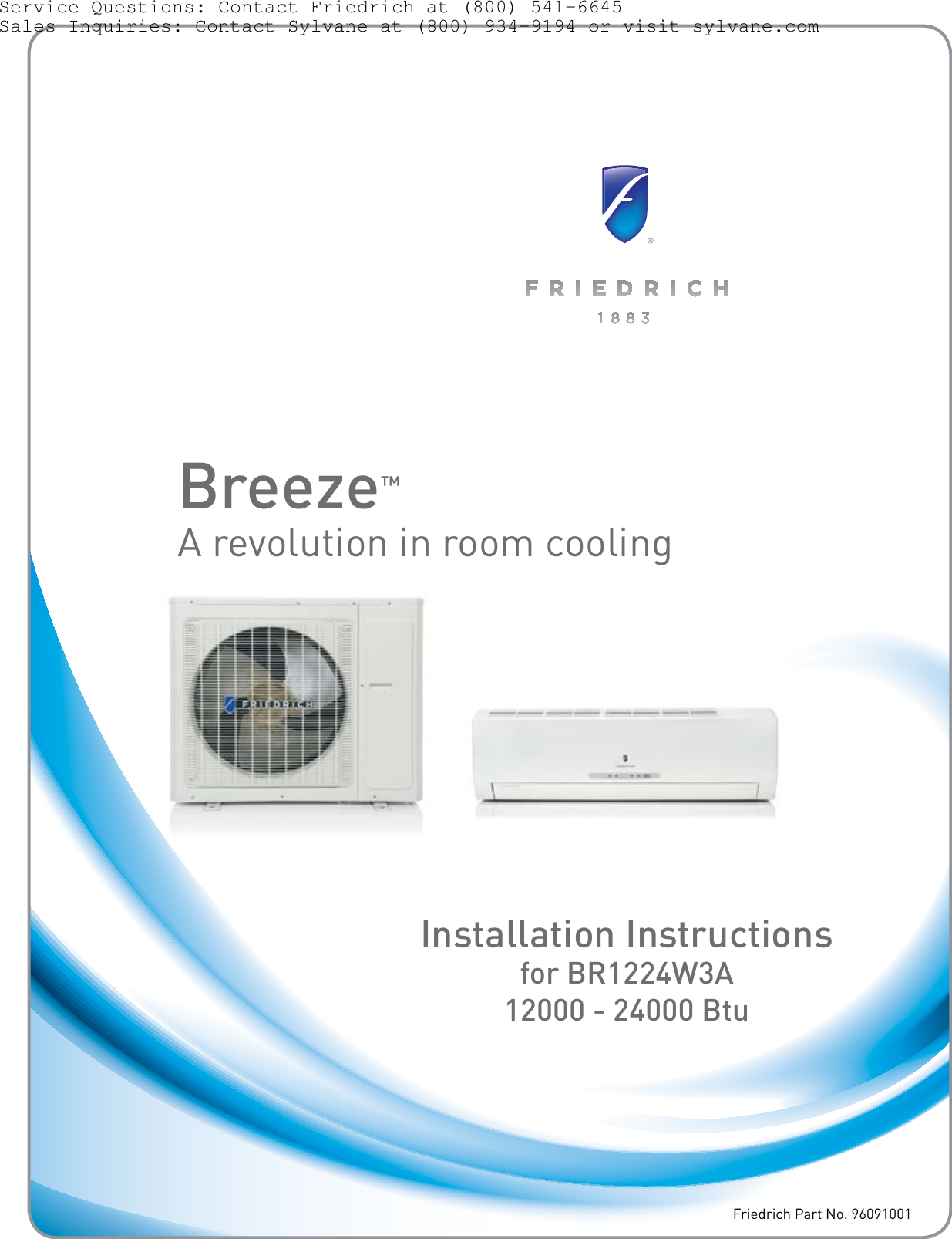 Page 1 of 8 - Friedrich Friedrich-Friedrich-Air-Conditioner-Br1224W3A-Users-Manual- Breeze BR1224W3A Owner's Manual | Sylvane  Friedrich-friedrich-air-conditioner-br1224w3a-users-manual