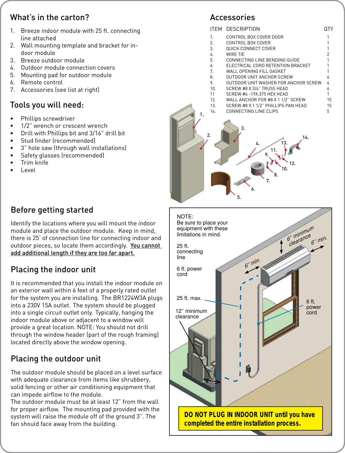 Page 2 of 8 - Friedrich Friedrich-Friedrich-Air-Conditioner-Br1224W3A-Users-Manual- Breeze BR1224W3A Owner's Manual | Sylvane  Friedrich-friedrich-air-conditioner-br1224w3a-users-manual