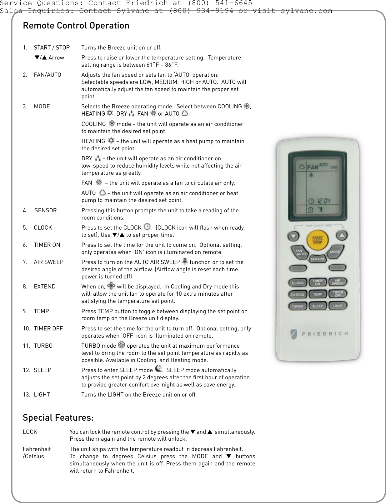 Page 8 of 8 - Friedrich Friedrich-Friedrich-Air-Conditioner-Br1224W3A-Users-Manual- Breeze BR1224W3A Owner's Manual | Sylvane  Friedrich-friedrich-air-conditioner-br1224w3a-users-manual