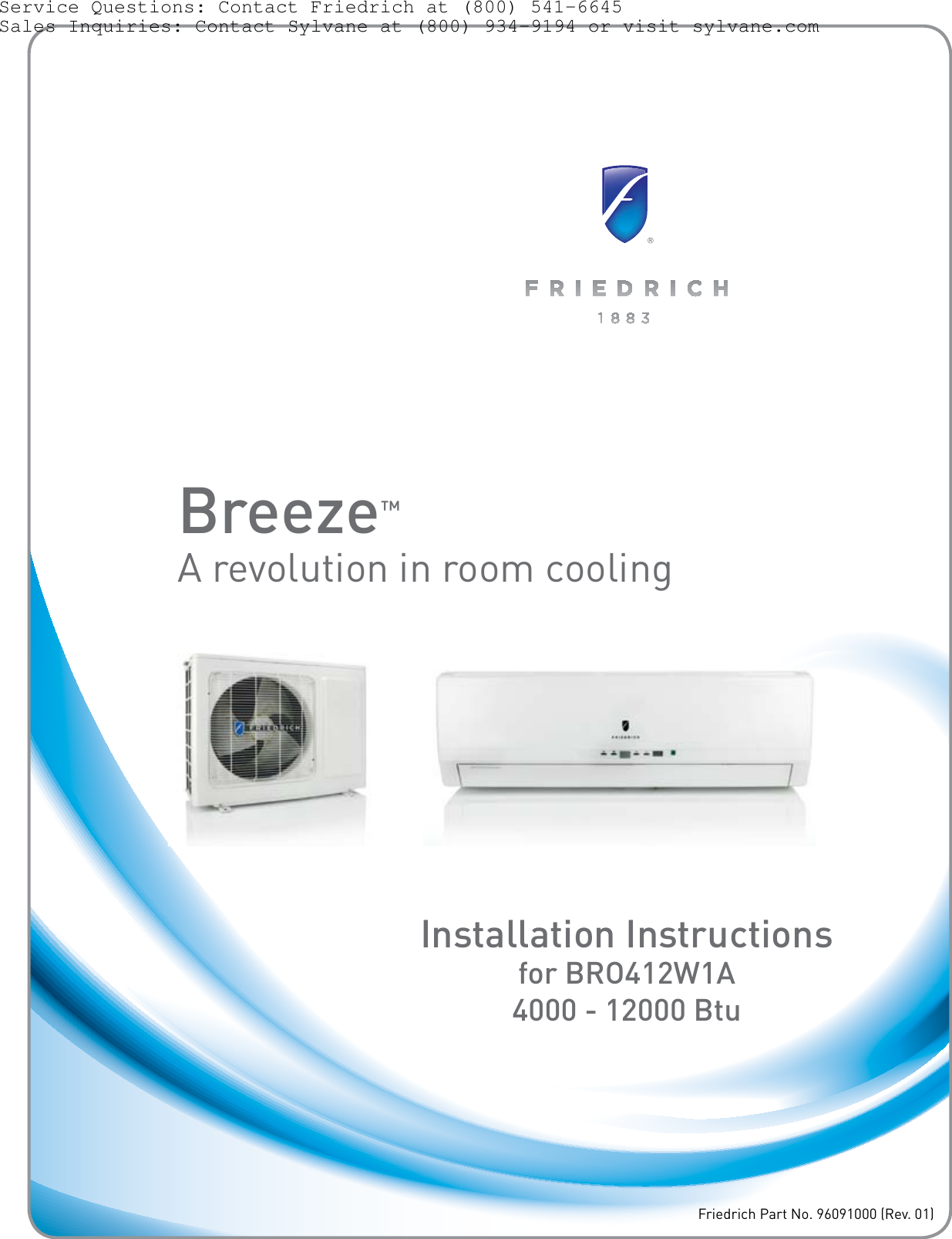 Page 1 of 8 - Friedrich Friedrich-Friedrich-Air-Conditioner-Bro412W1A-Users-Manual- Breeze BR0412W1A Owner's Manual | Sylvane  Friedrich-friedrich-air-conditioner-bro412w1a-users-manual