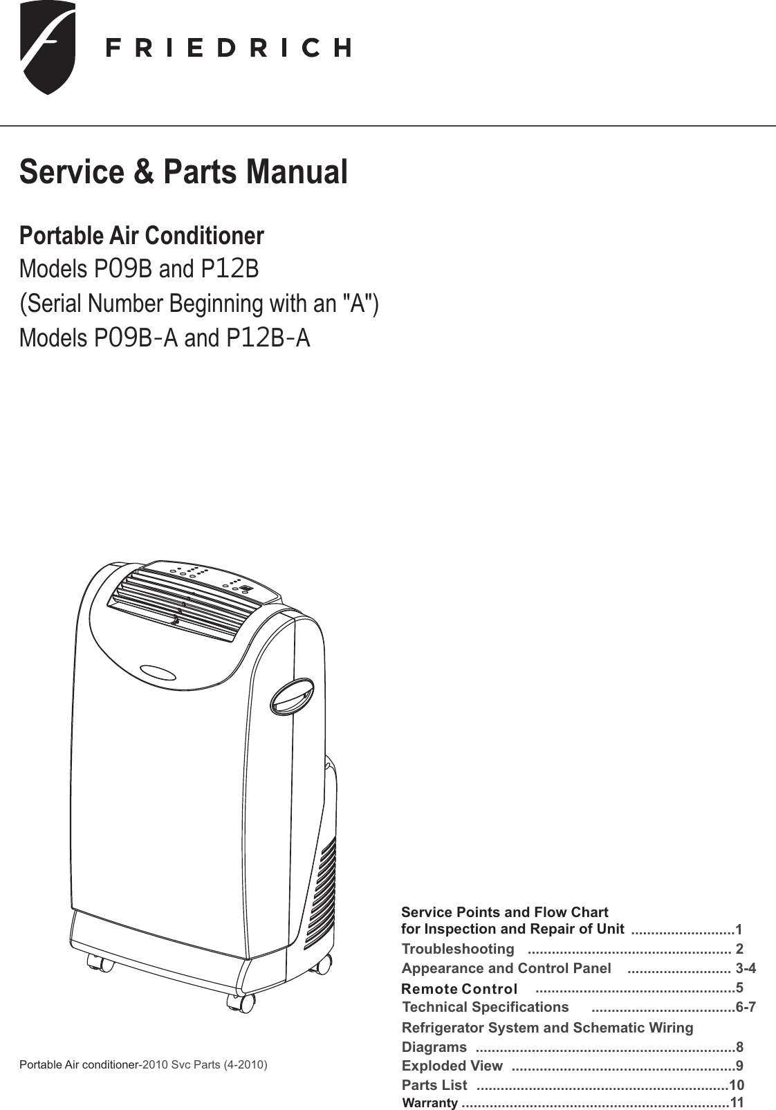 Page 1 of 12 - Friedrich Friedrich-Friedrich-Air-Conditioner-P09B-A-Users-Manual- Friedrich-P-09B-A,P12B-A(WAP-...  Friedrich-friedrich-air-conditioner-p09b-a-users-manual