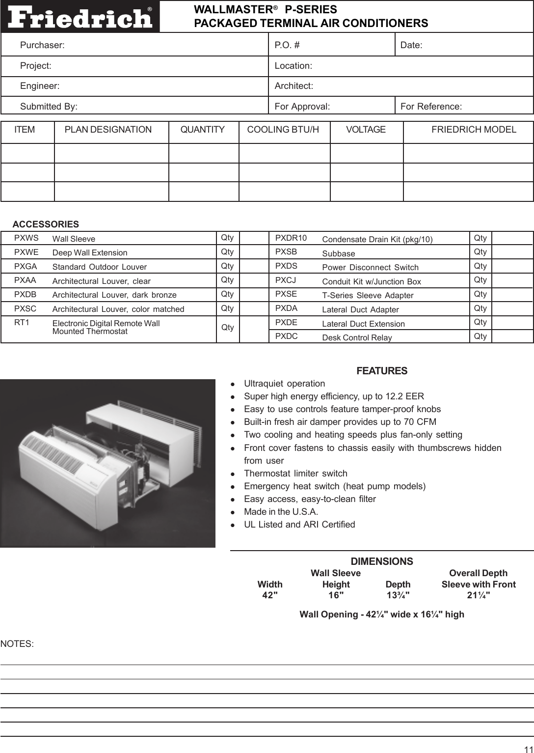 Page 11 of 12 - Friedrich Friedrich-Wallmaster-Packaged-Terminal-Air-Conditioners-And-Heat-Pumps-Users-Manual-  Friedrich-wallmaster-packaged-terminal-air-conditioners-and-heat-pumps-users-manual