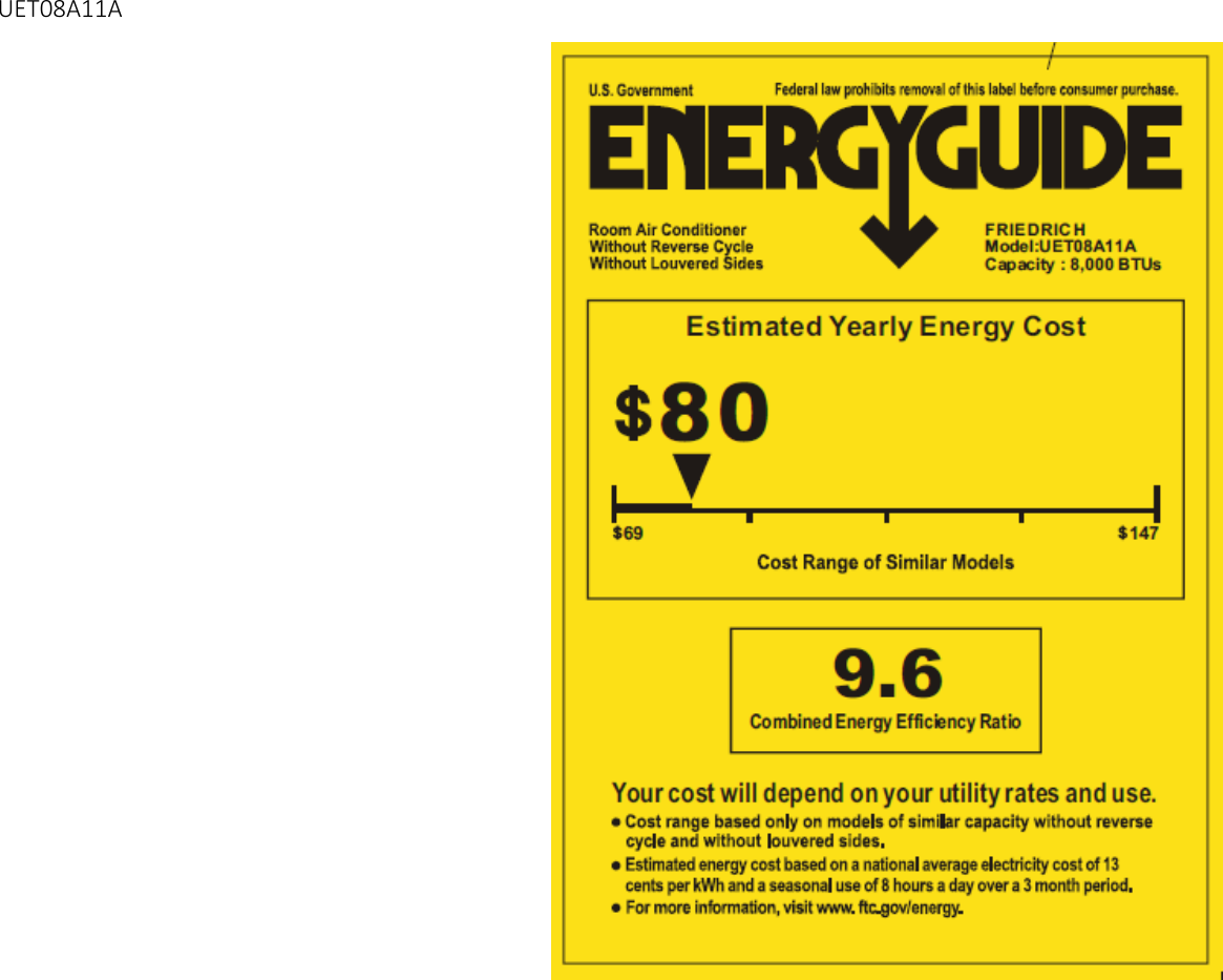 Friedrich Presentation Uni Fit UET08A11A Energy Guide