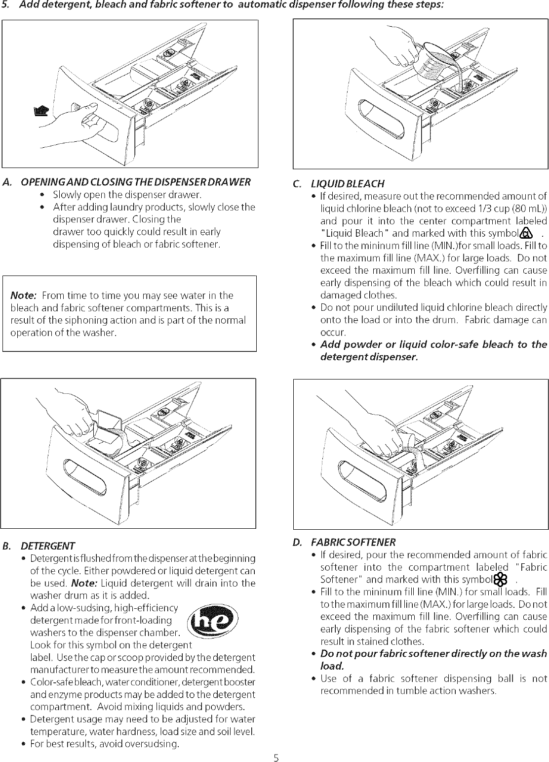 Page 5 of 11 - Frigidaire ATF6000FS0 User Manual WASHER - Manuals And Guides L0709121
