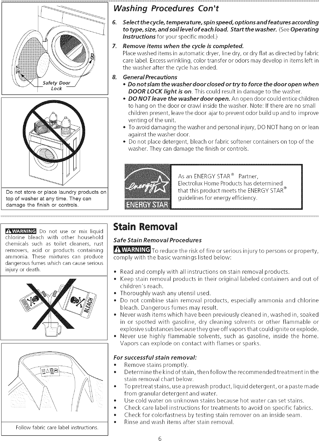 Page 6 of 11 - Frigidaire ATF6000FS0 User Manual WASHER - Manuals And Guides L0709121