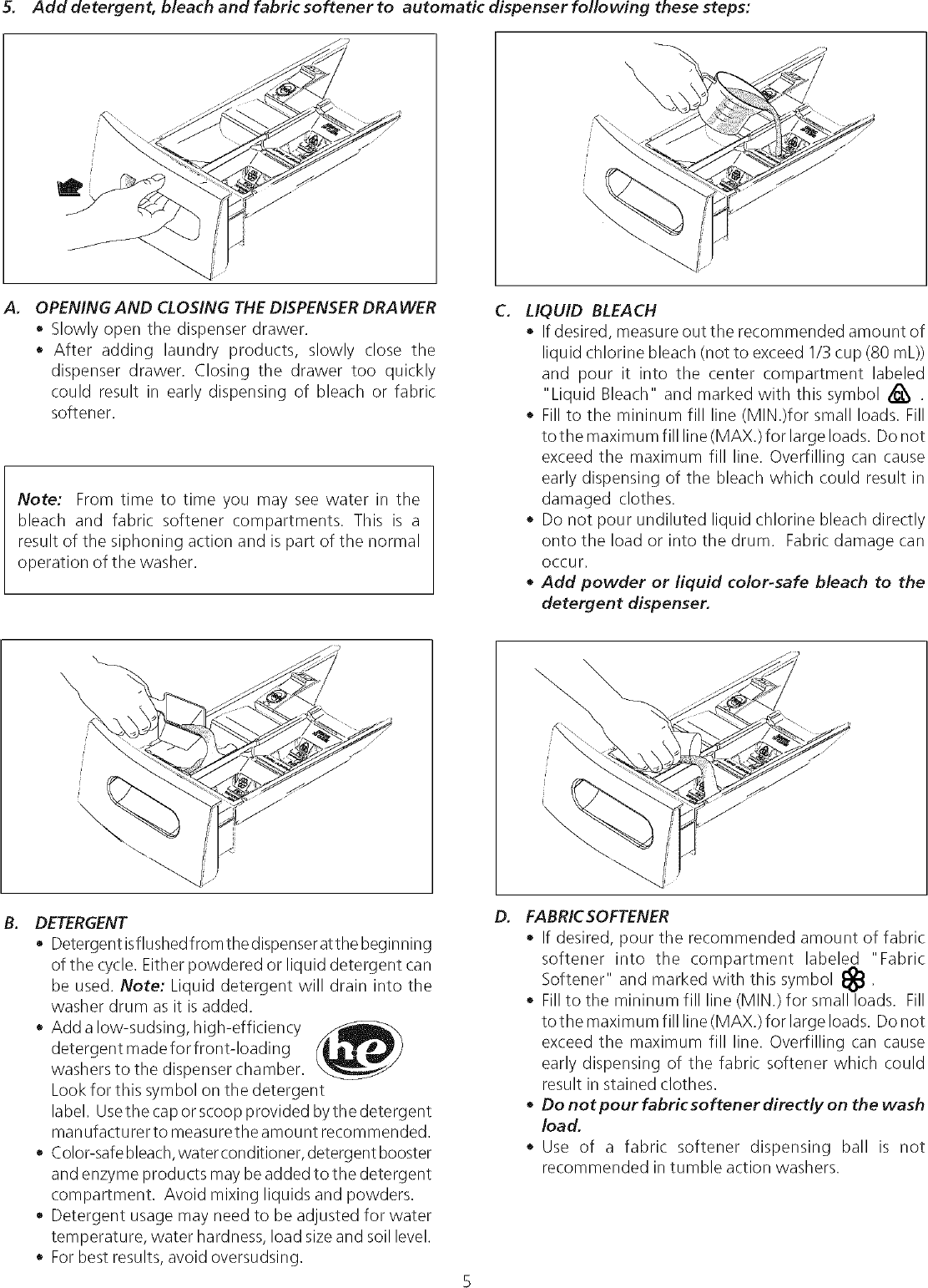 Page 5 of 11 - Frigidaire ATF6700FS2 User Manual WASHER - Manuals And Guides L0712210