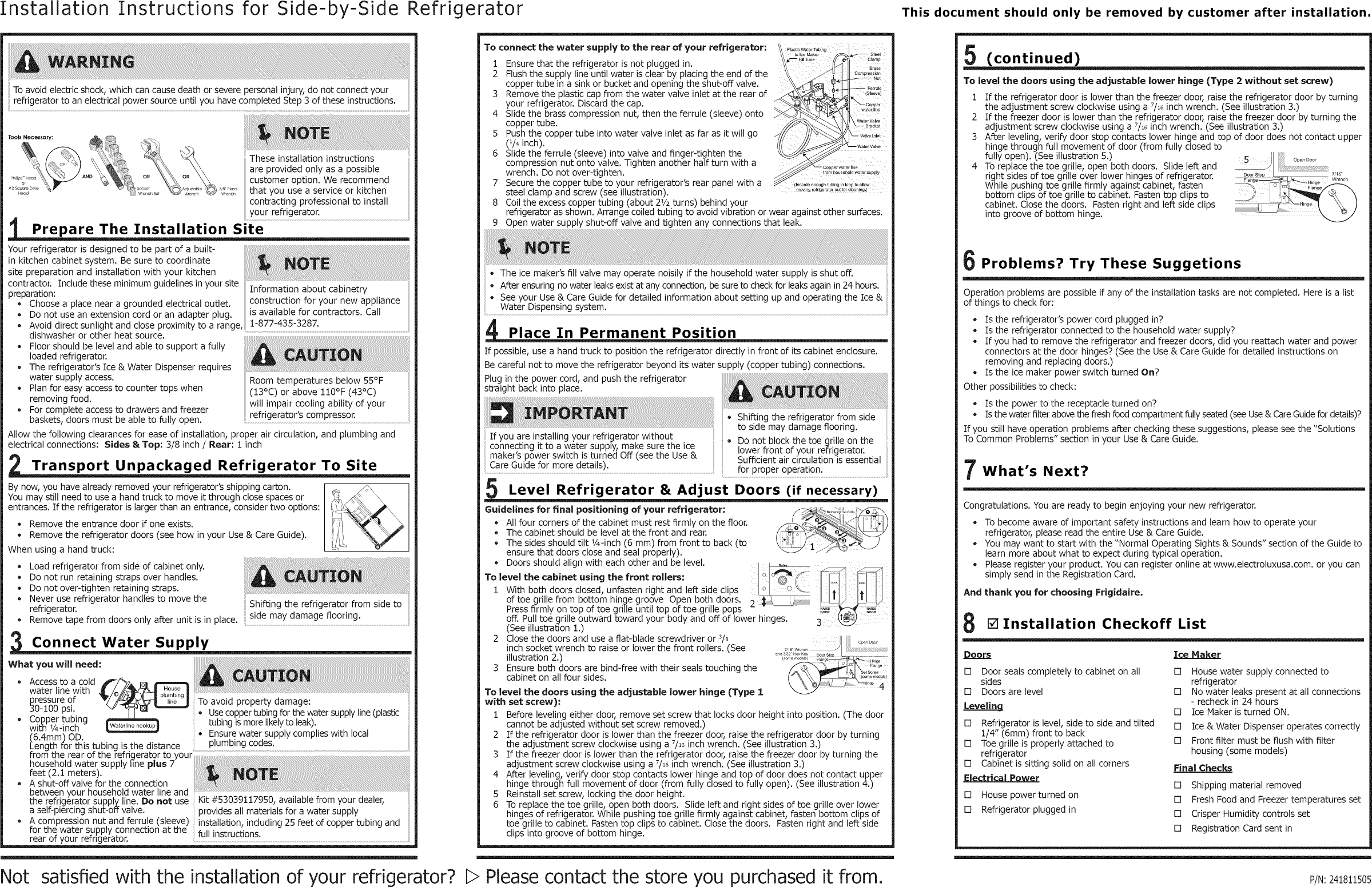 Frigidaire BFHS2611LM0 User Manual REFRIGERATOR Manuals And Guides L1005355