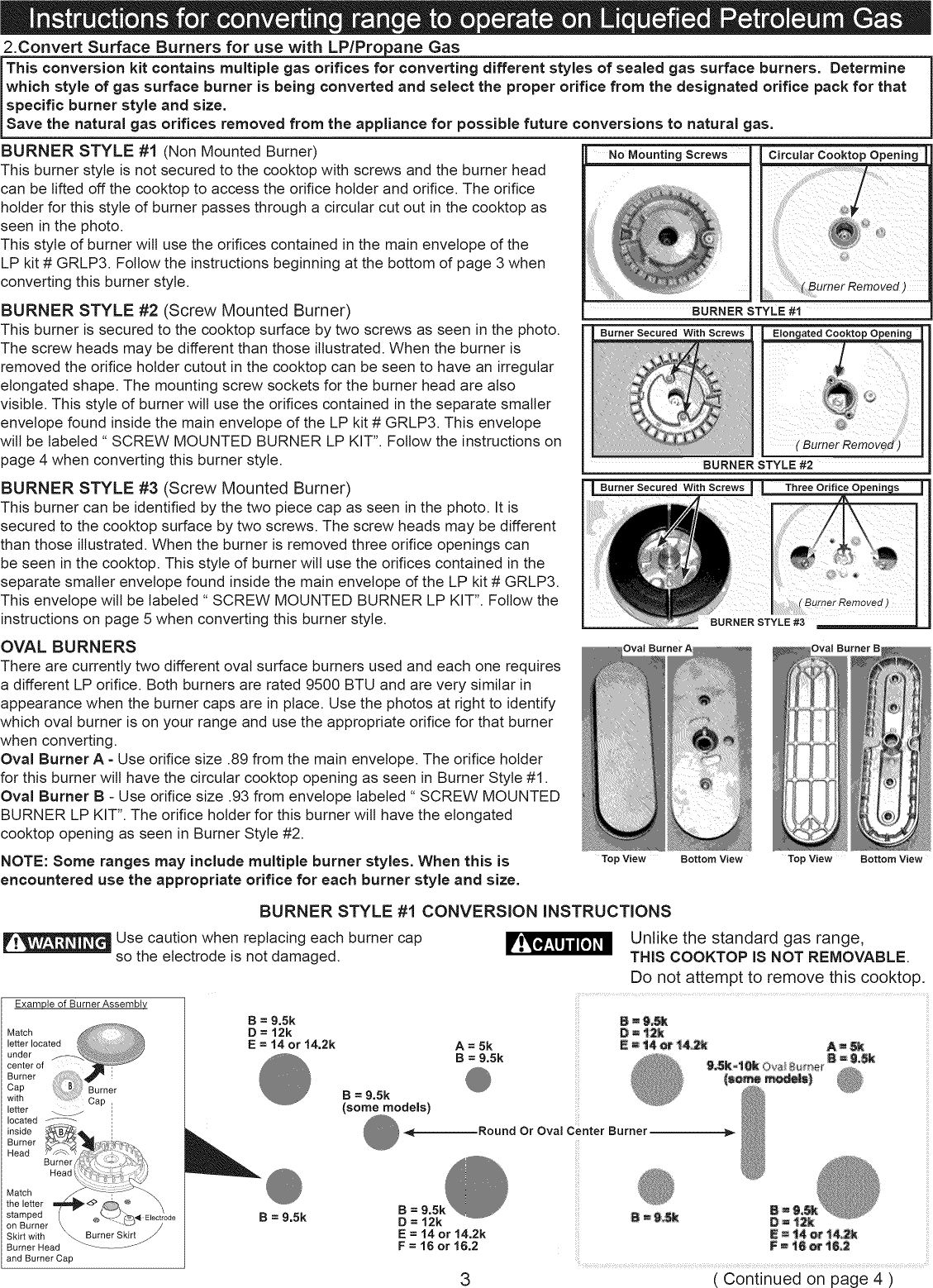 Page 3 of 8 - Frigidaire BGGF3031KBC User Manual  GAS RANGE - Manuals And Guides 1408061L