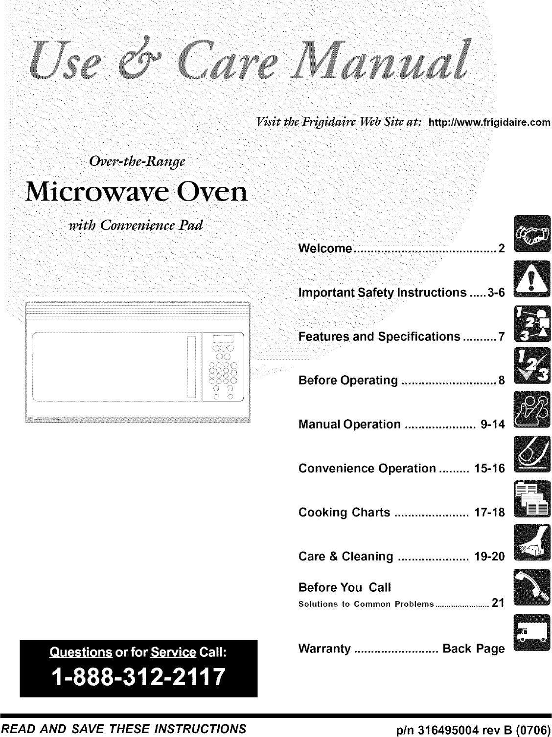 Frigidaire CFMV157GCA User Manual MICROWAVE/HOOD COMBO Manuals And