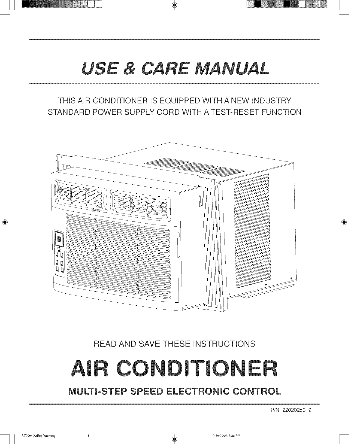 Page 1 of 12 - Frigidaire FAA067P7A1 User Manual  ROOM A/C - Manuals And Guides L0521950