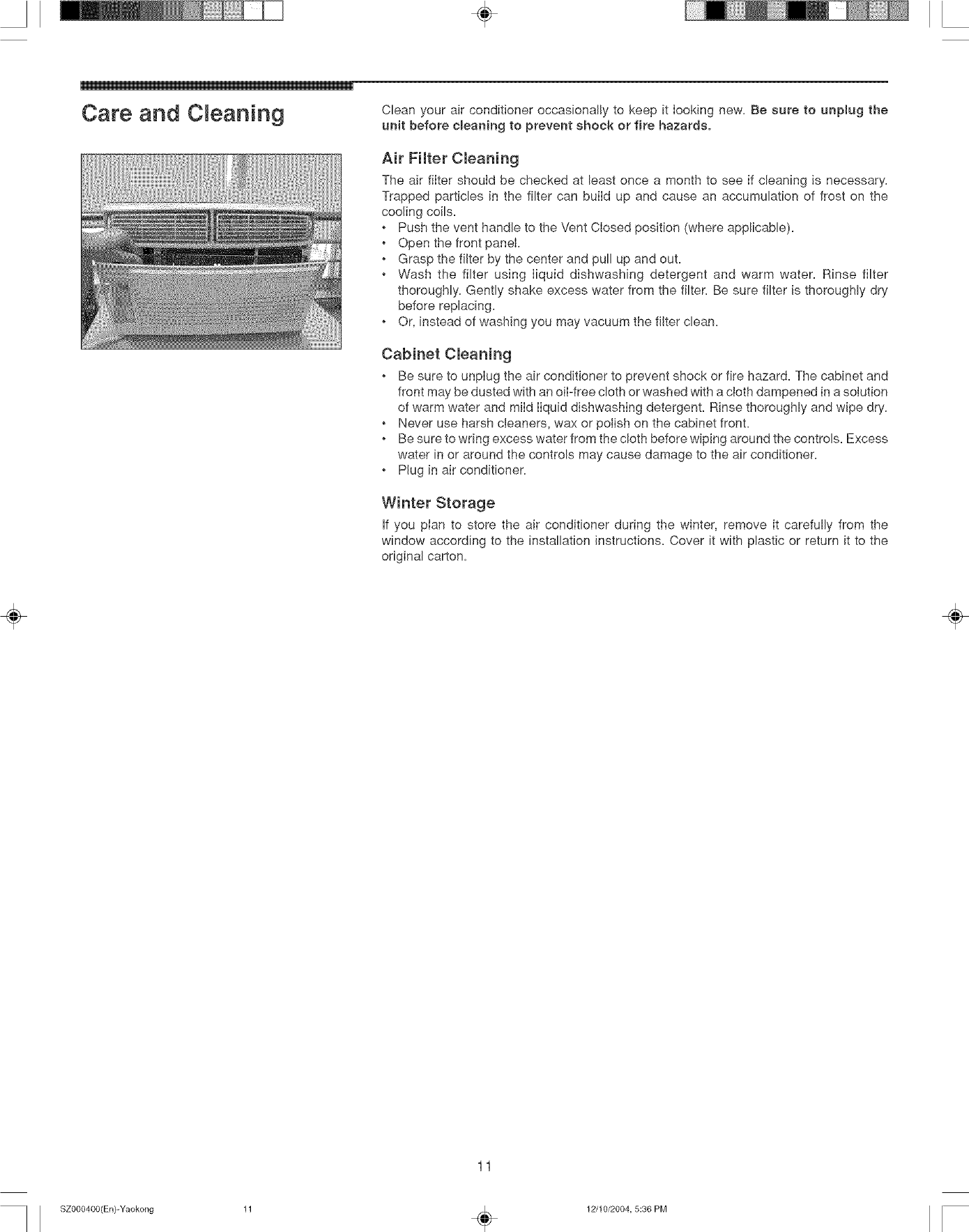 Page 11 of 12 - Frigidaire FAA067P7A1 User Manual  ROOM A/C - Manuals And Guides L0521950