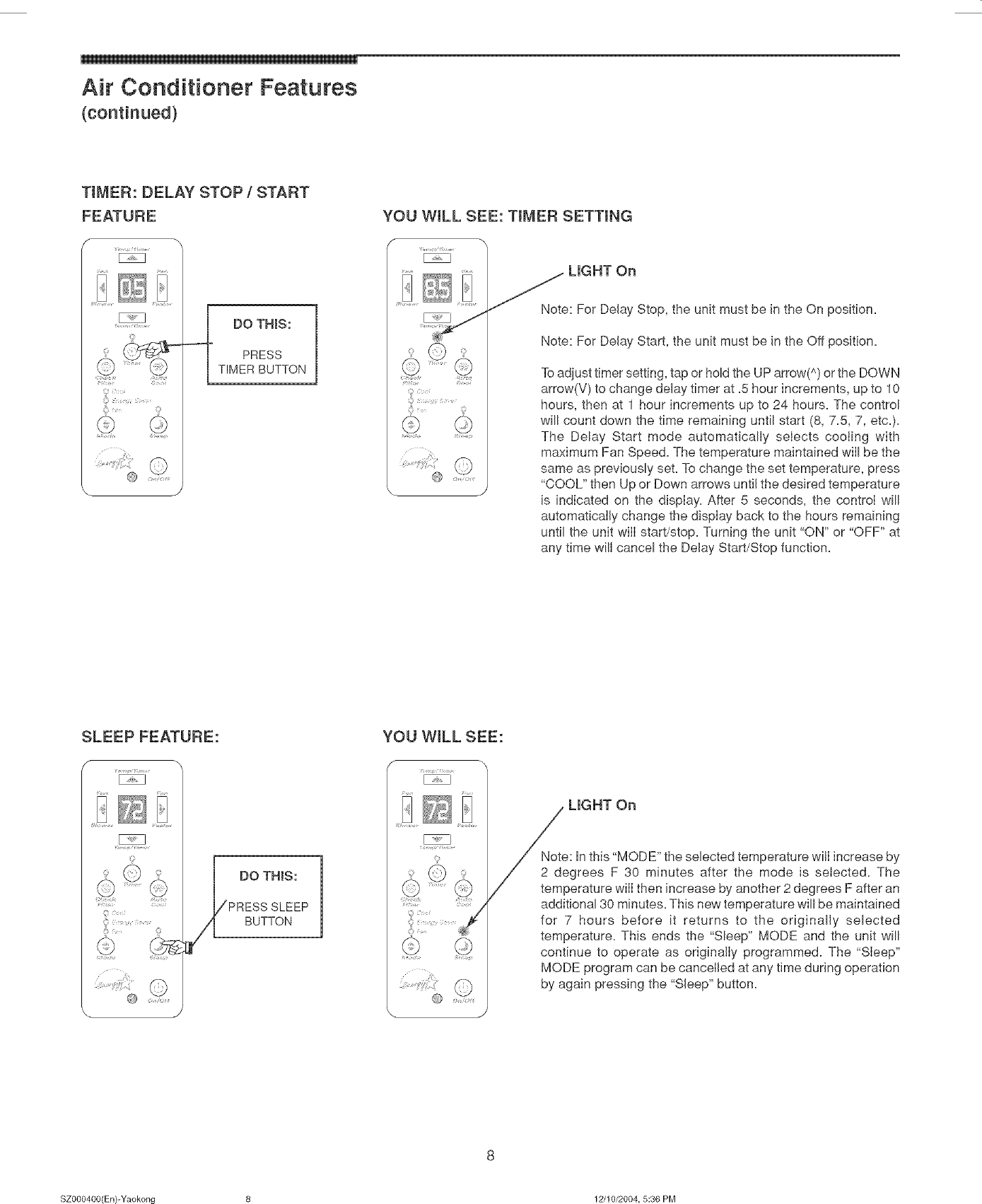 Page 8 of 12 - Frigidaire FAA067P7A1 User Manual  ROOM A/C - Manuals And Guides L0521950