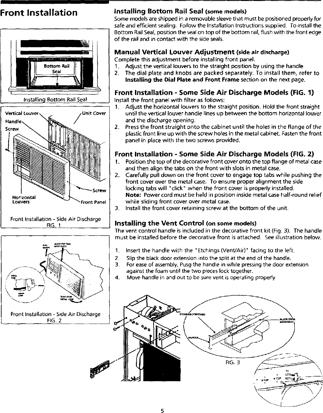 Page 5 of 11 - Frigidaire FAK083J7V4 User Manual  AIR CONDITIONER - Manuals And Guides L0302087