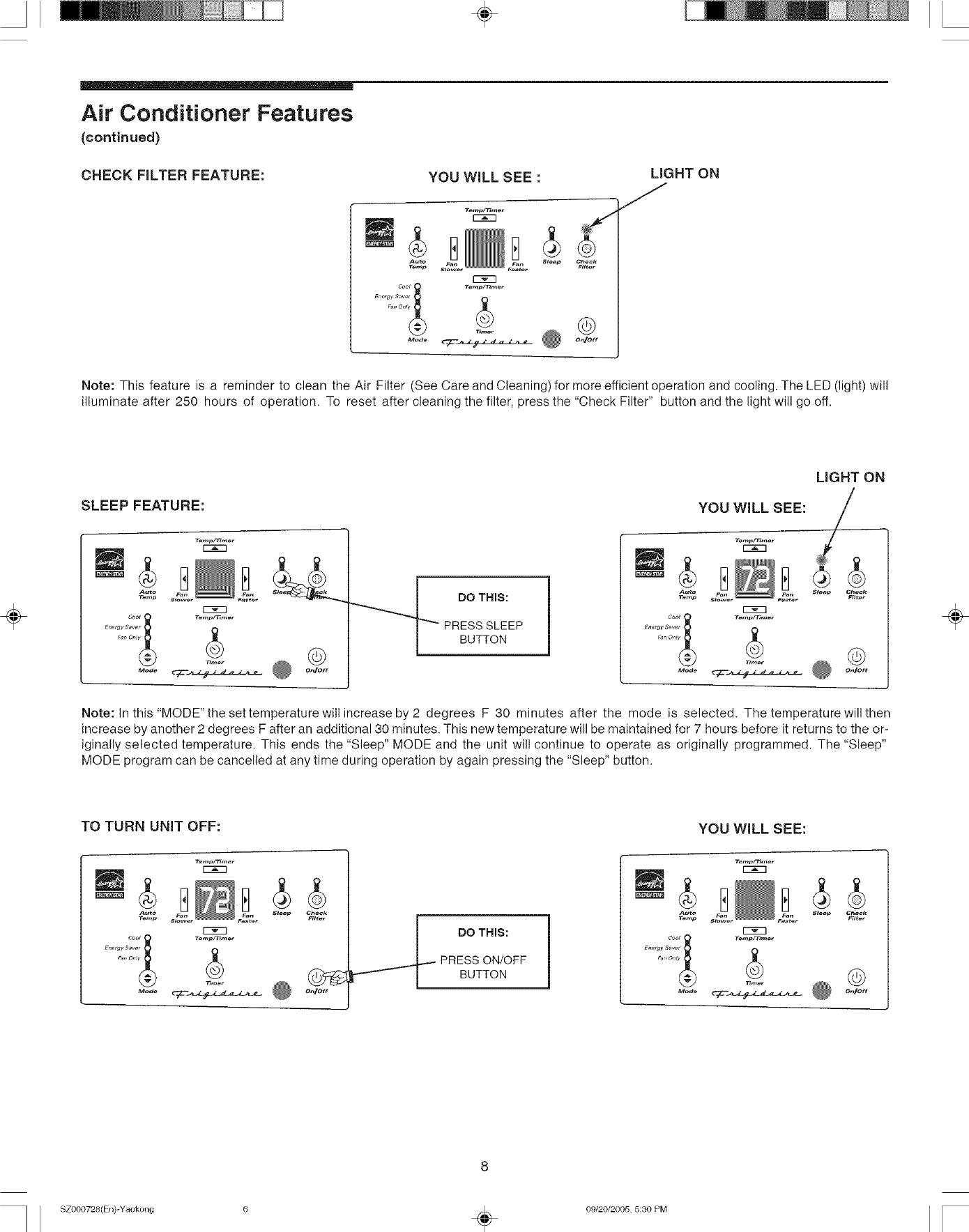 Page 8 of 11 - Frigidaire FAM157Q1A1 User Manual  A/C - Manuals And Guides L0604043
