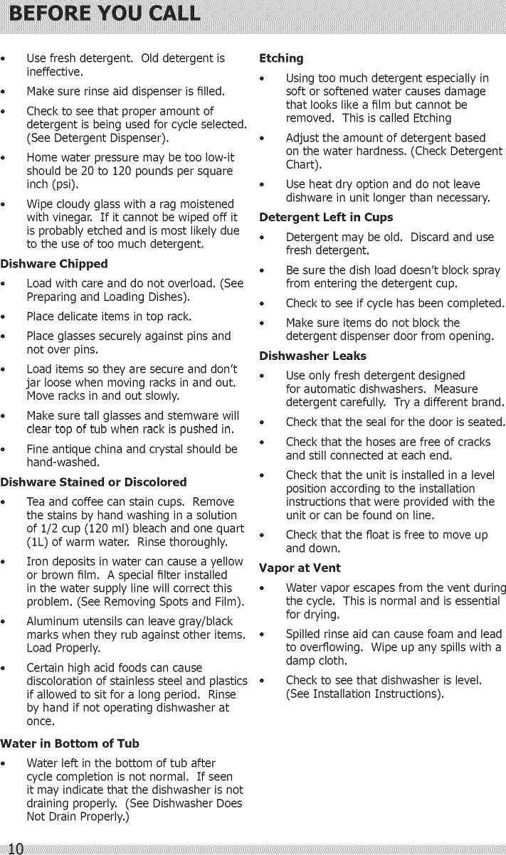 Page 10 of 12 - Frigidaire FBD2400KB10B User Manual  DISHWASHER - Manuals And Guides 1506438L