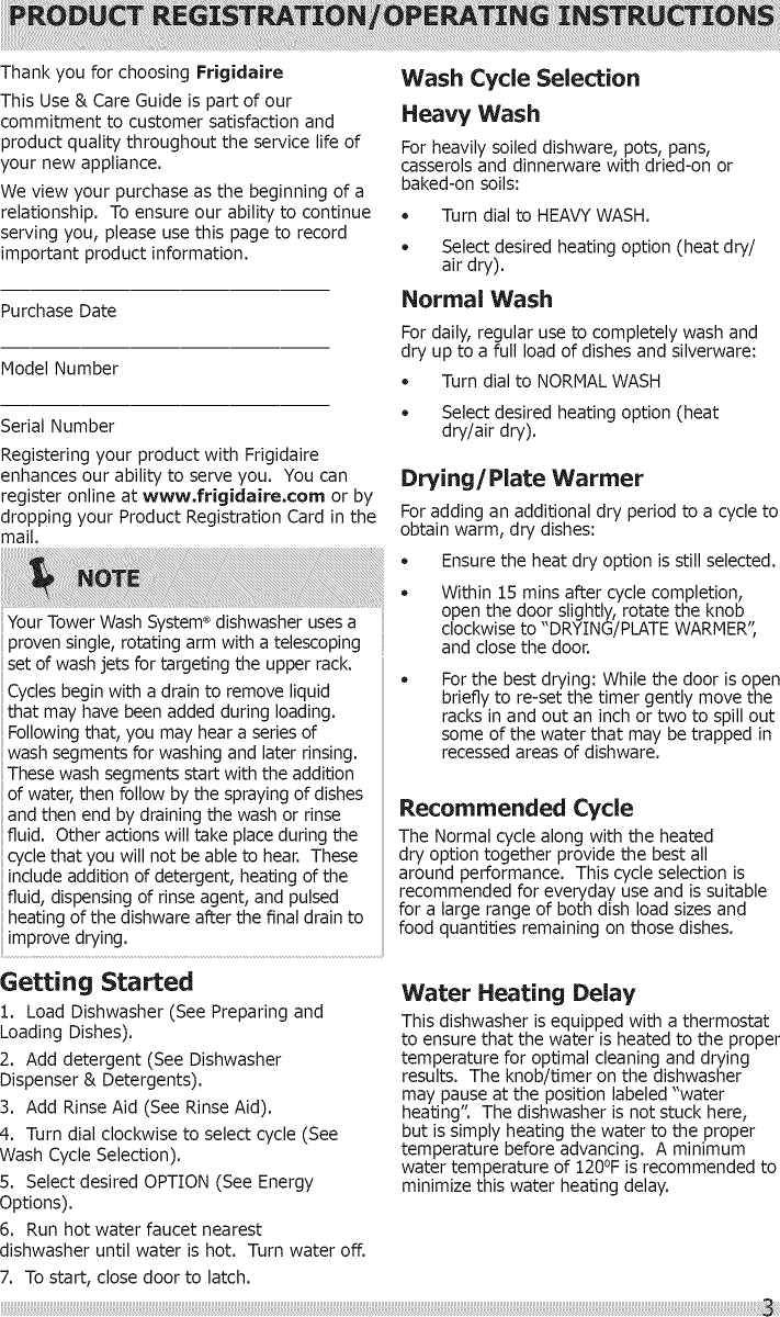Page 3 of 12 - Frigidaire FBD2400KB10B User Manual  DISHWASHER - Manuals And Guides 1506438L
