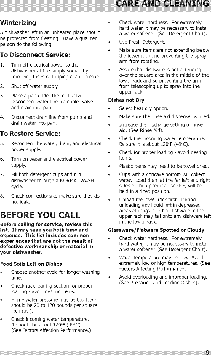 Page 9 of 12 - Frigidaire FBD2400KB10B User Manual  DISHWASHER - Manuals And Guides 1506438L