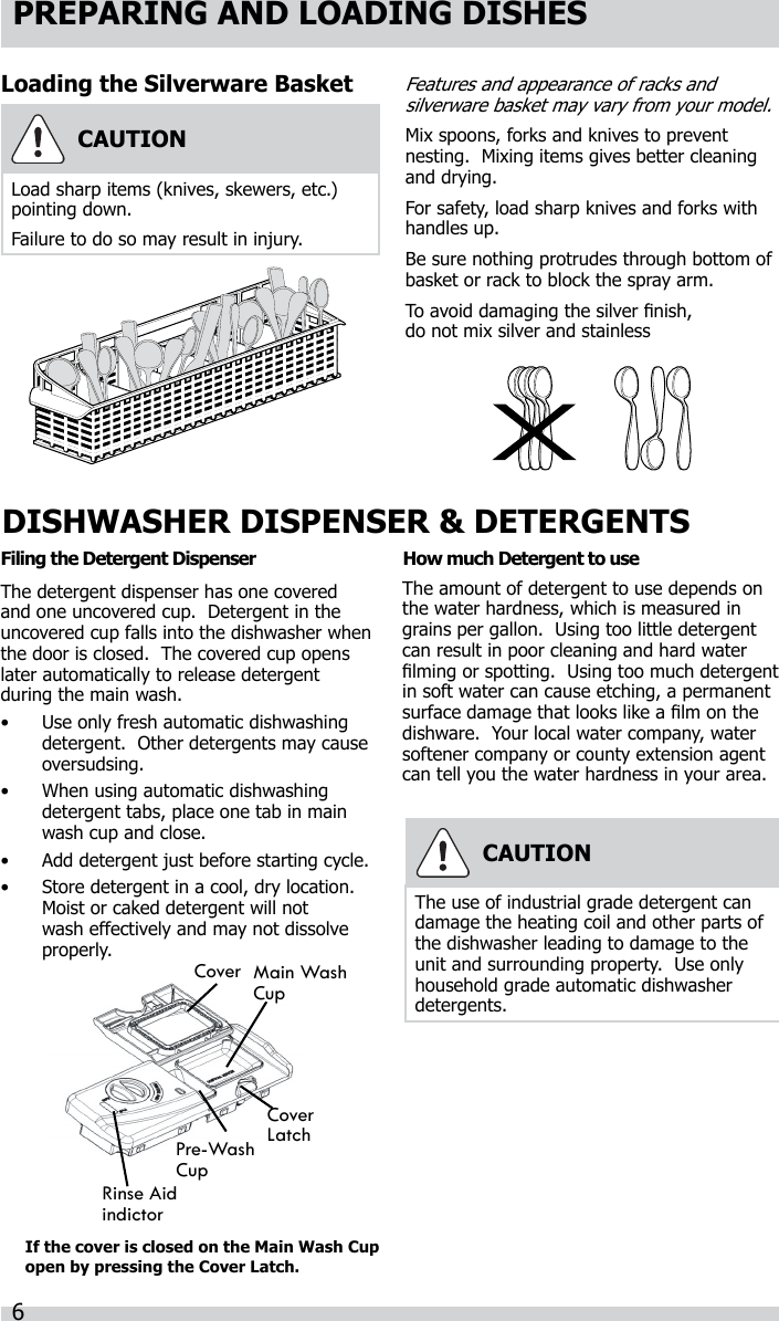 Page 6 of 12 - Frigidaire FBD2400KB12B 808375801E User Manual  DISHWASHER - Manuals And Guides 1711501L