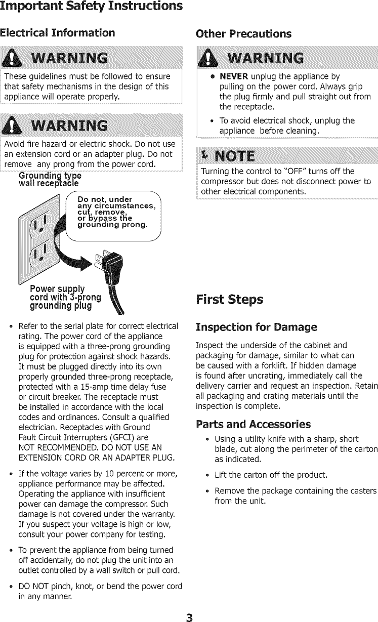 Page 3 of 12 - Frigidaire FCCS071QWA User Manual  COMMERCIAL FREEZER - Manuals And Guides 1410224L