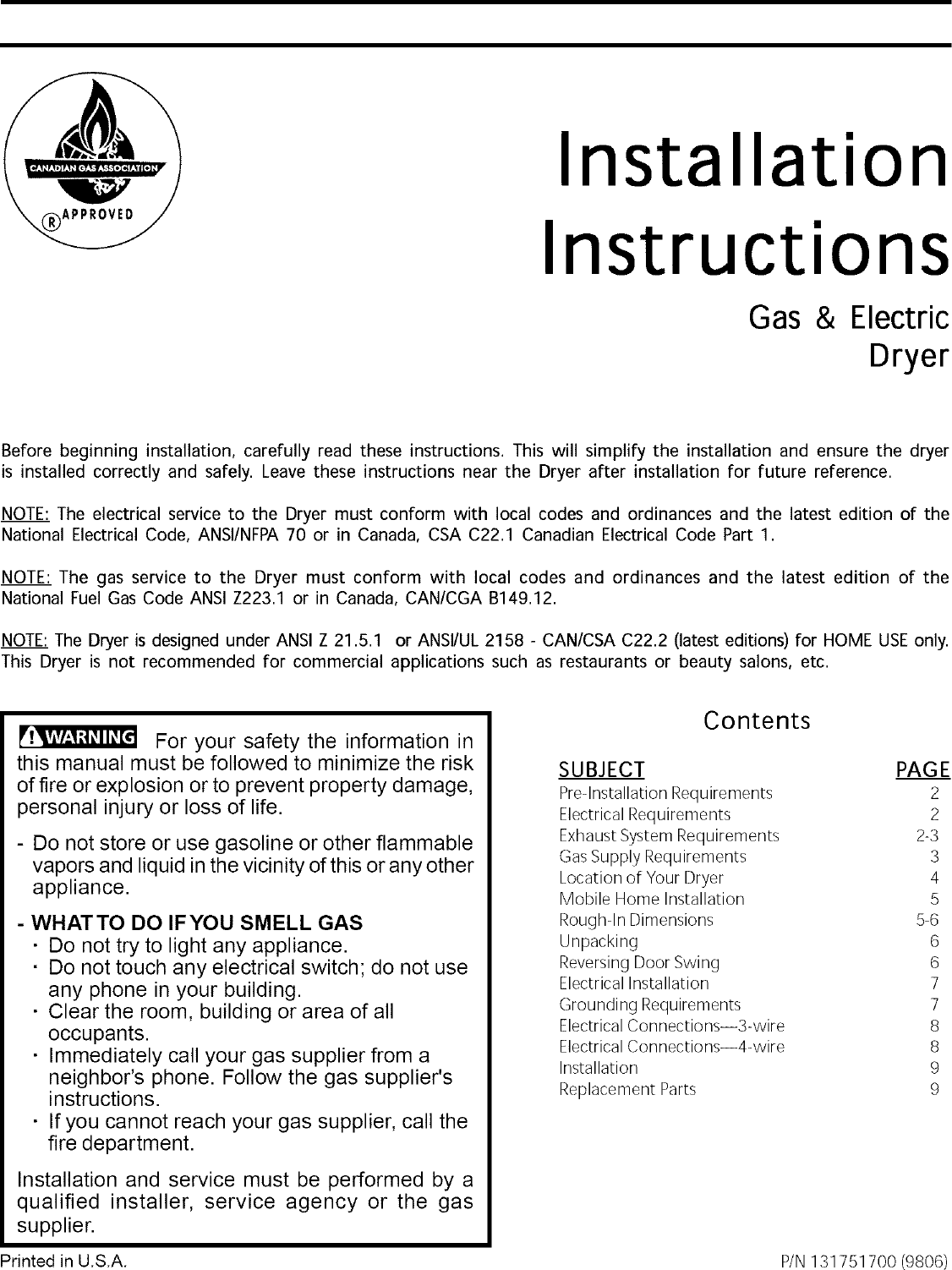 Page 1 of 9 - Frigidaire FDE336RES2 User Manual  FRIGIDAIRE/FS DRYER - P5995326211 Manuals And Guides L0410020