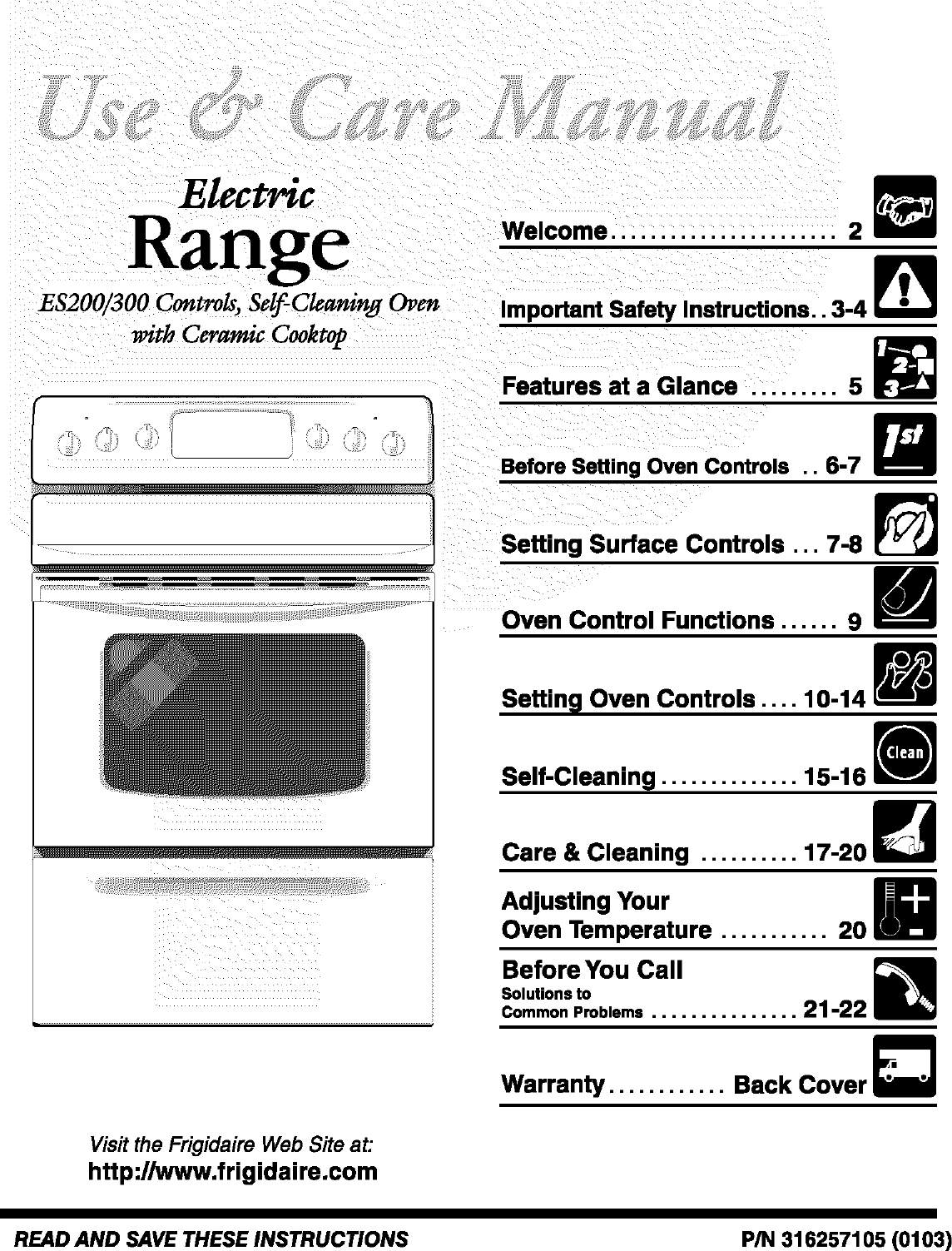 Frigidaire FEF361AWB User Manual ELECTRIC RANGE Manuals And Guides L0207050