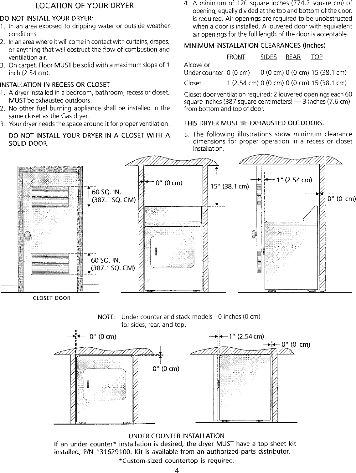 Page 4 of 9 - Frigidaire FER231AS2 User Manual  DRYER - Manuals And Guides L0412310