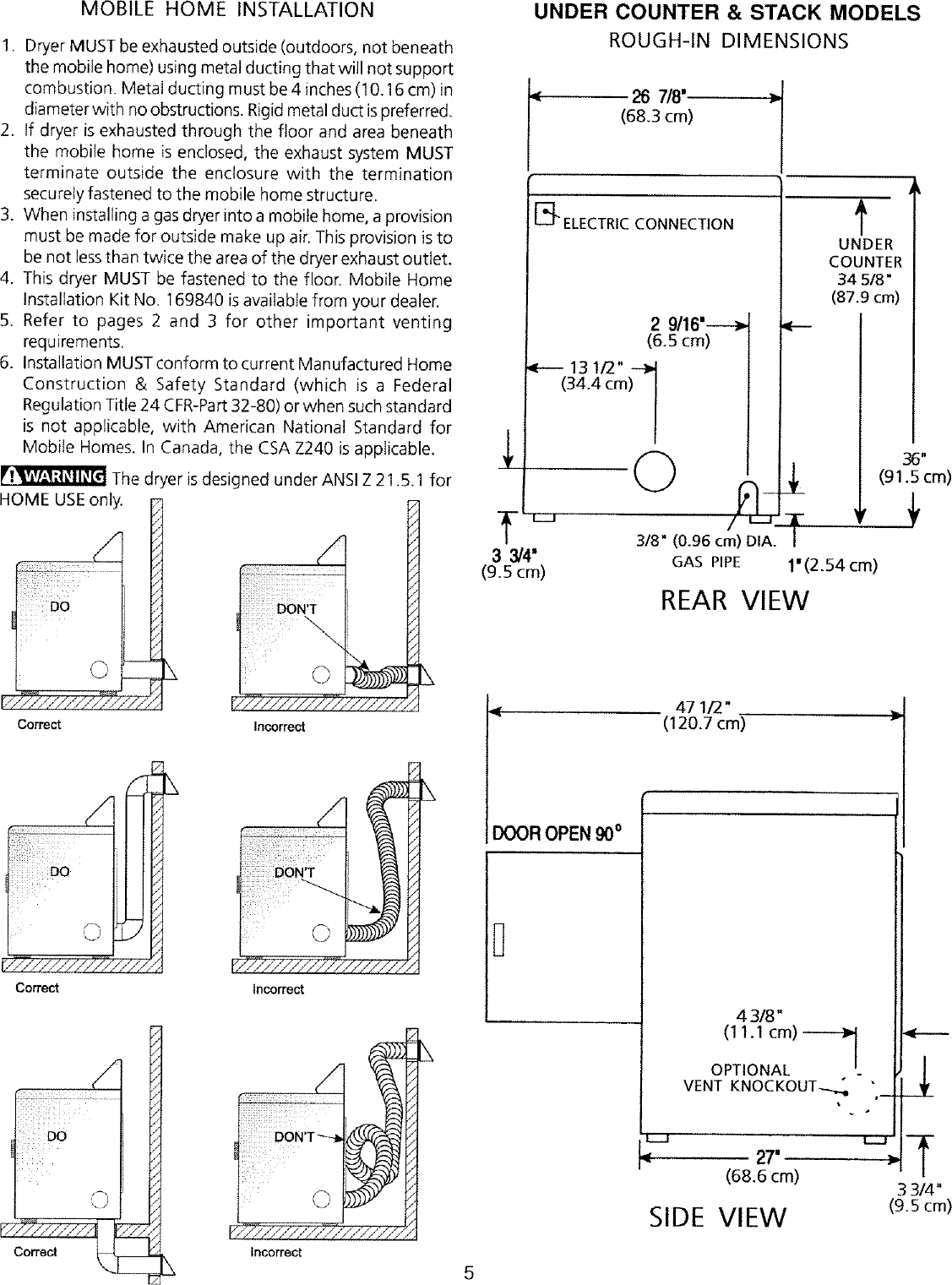 Page 5 of 9 - Frigidaire FER231AS2 User Manual  DRYER - Manuals And Guides L0412310