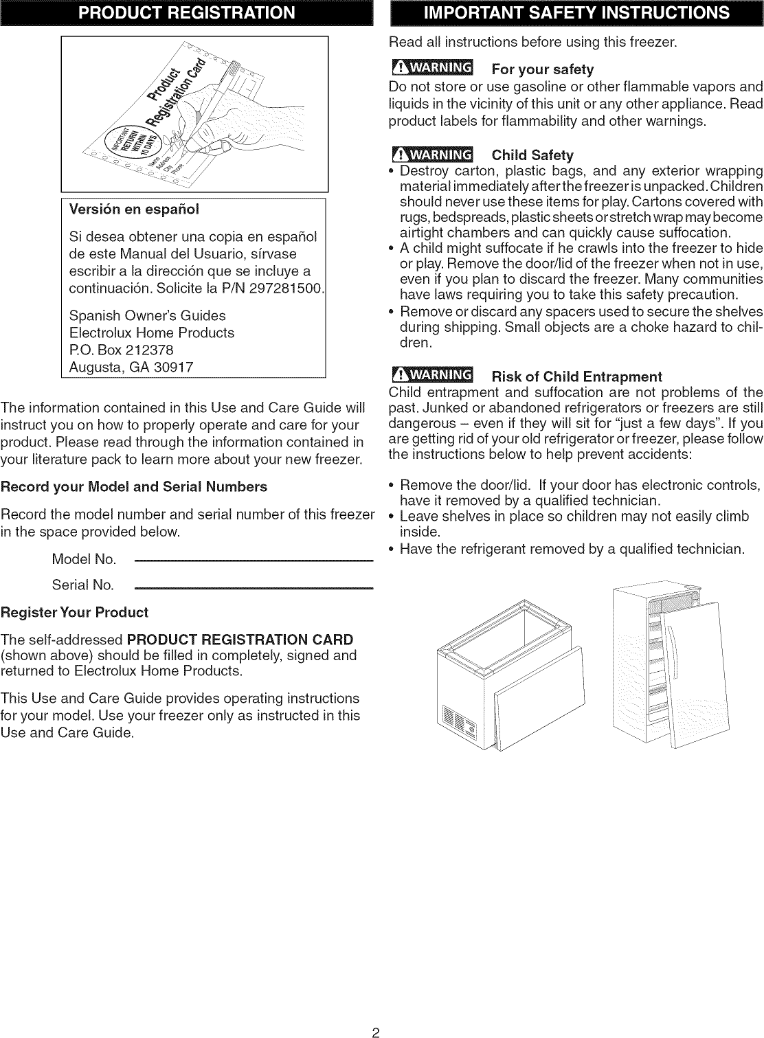 Page 2 of 11 - Frigidaire FFH17F7HWD User Manual  FREEZER - Manuals And Guides L0904365