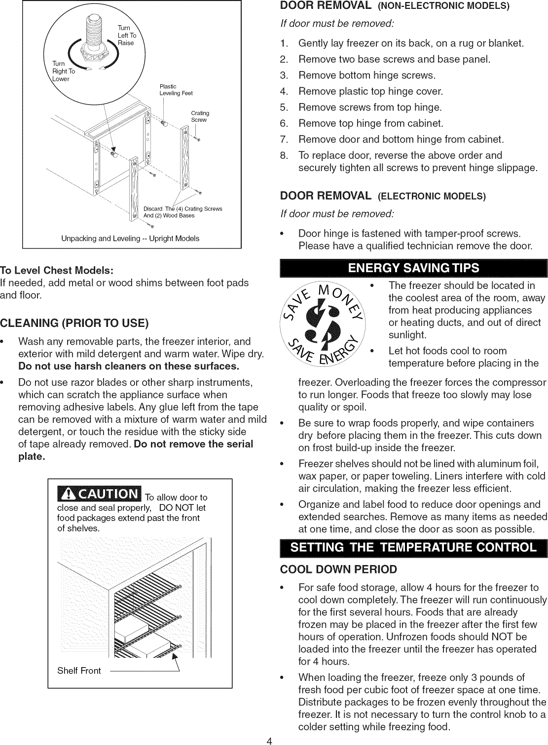 Page 4 of 11 - Frigidaire FFH17F7HWD User Manual  FREEZER - Manuals And Guides L0904365