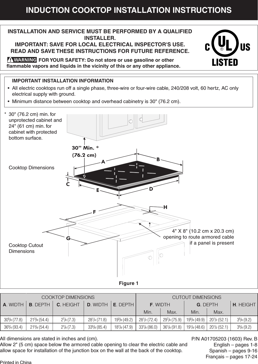 Page 1 of 8 - Frigidaire FFIC3026TBA User Manual ELECTRIC COOKTOP - Manuals And Guides 1711339L