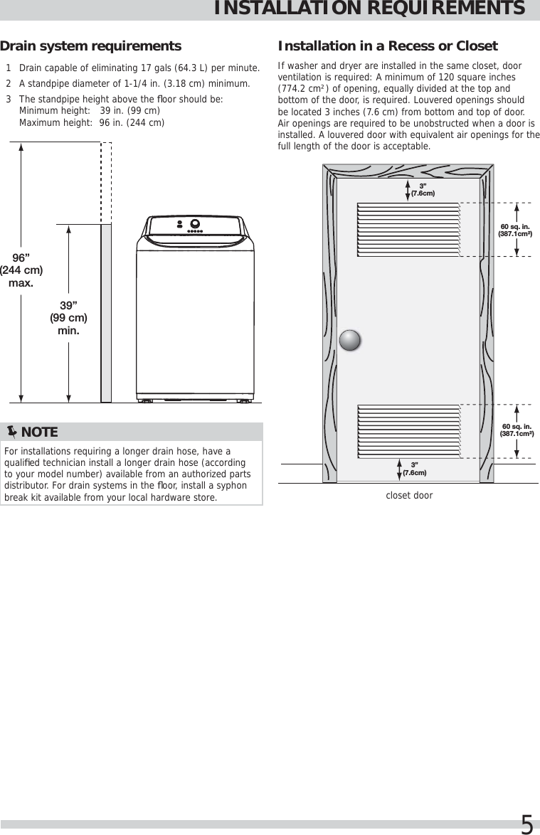 Page 5 of 10 - Frigidaire FFTW4120SW WASHER INST-A07504201 User Manual  - Manuals And Guides 1705316L