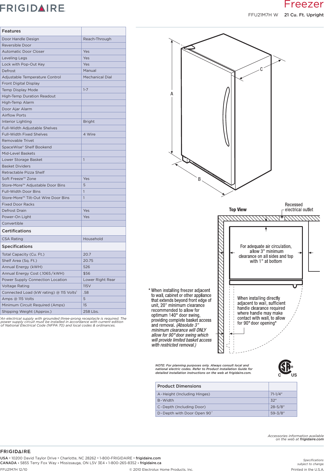 Page 2 of 2 - Frigidaire FFU21M7HW User Manual  To The 40f4e7e5-8b92-4b8e-9904-524de08d69d0