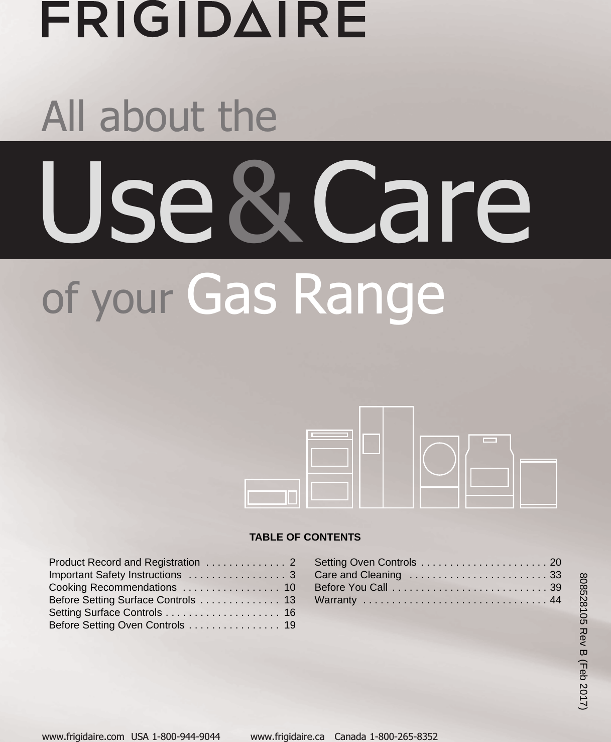 Frigidaire FGGF3047TFA 808528105 User Manual GAS RANGE Manuals And
