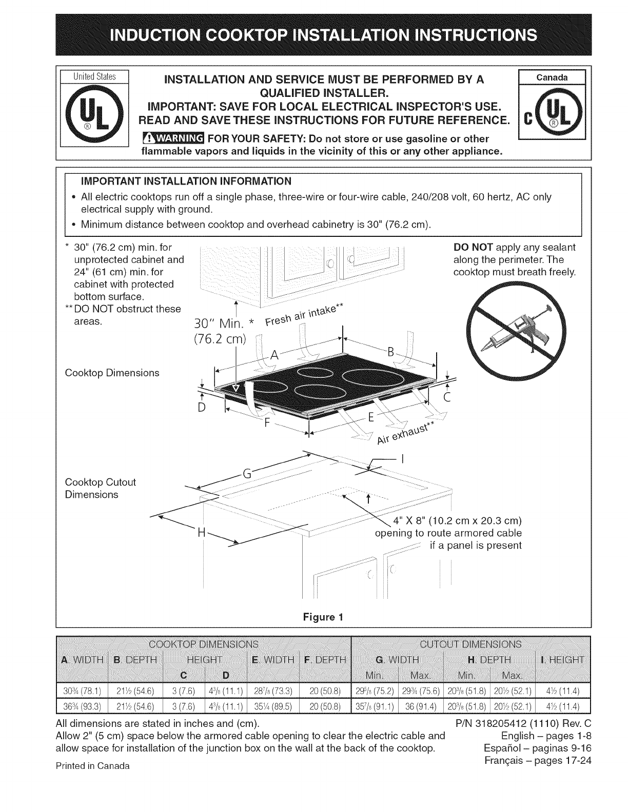 Frigidaire FGIC3067MBA User Manual COOKTOP Manuals And Guides 1202290L
