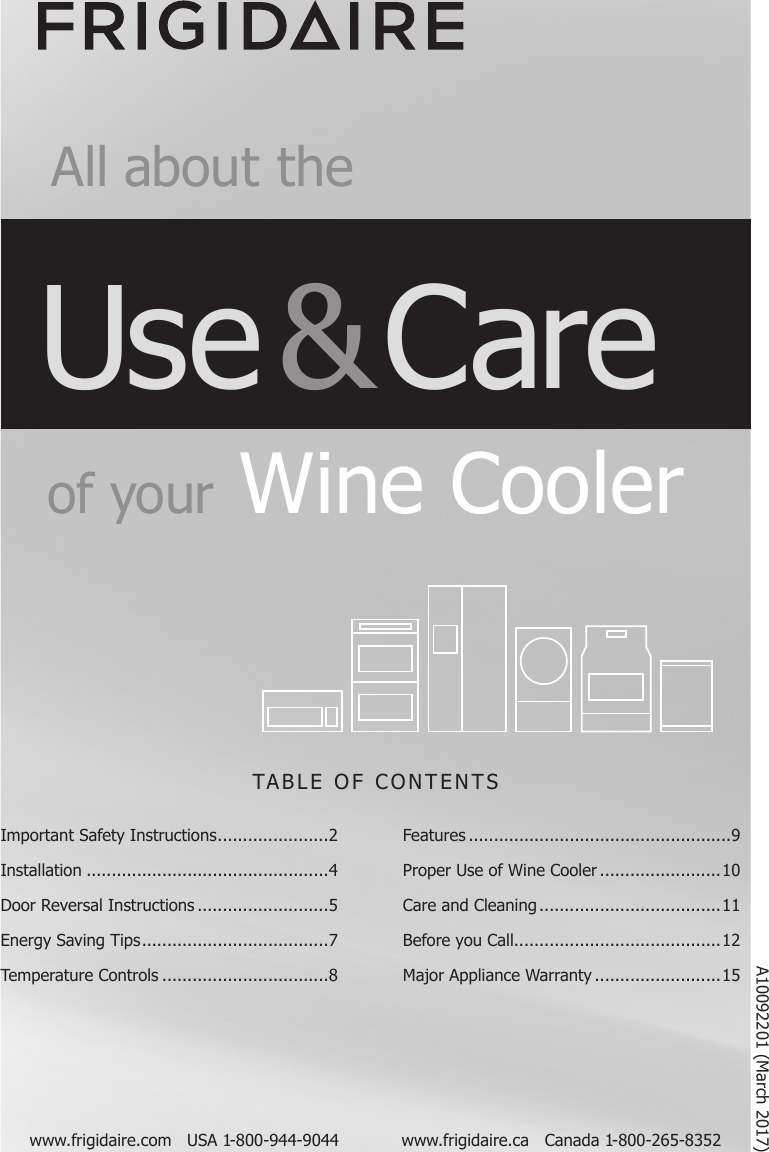 Frigidaire FGWC5233TS User Manual WINE CELLAR Manuals And Guides 1709409L