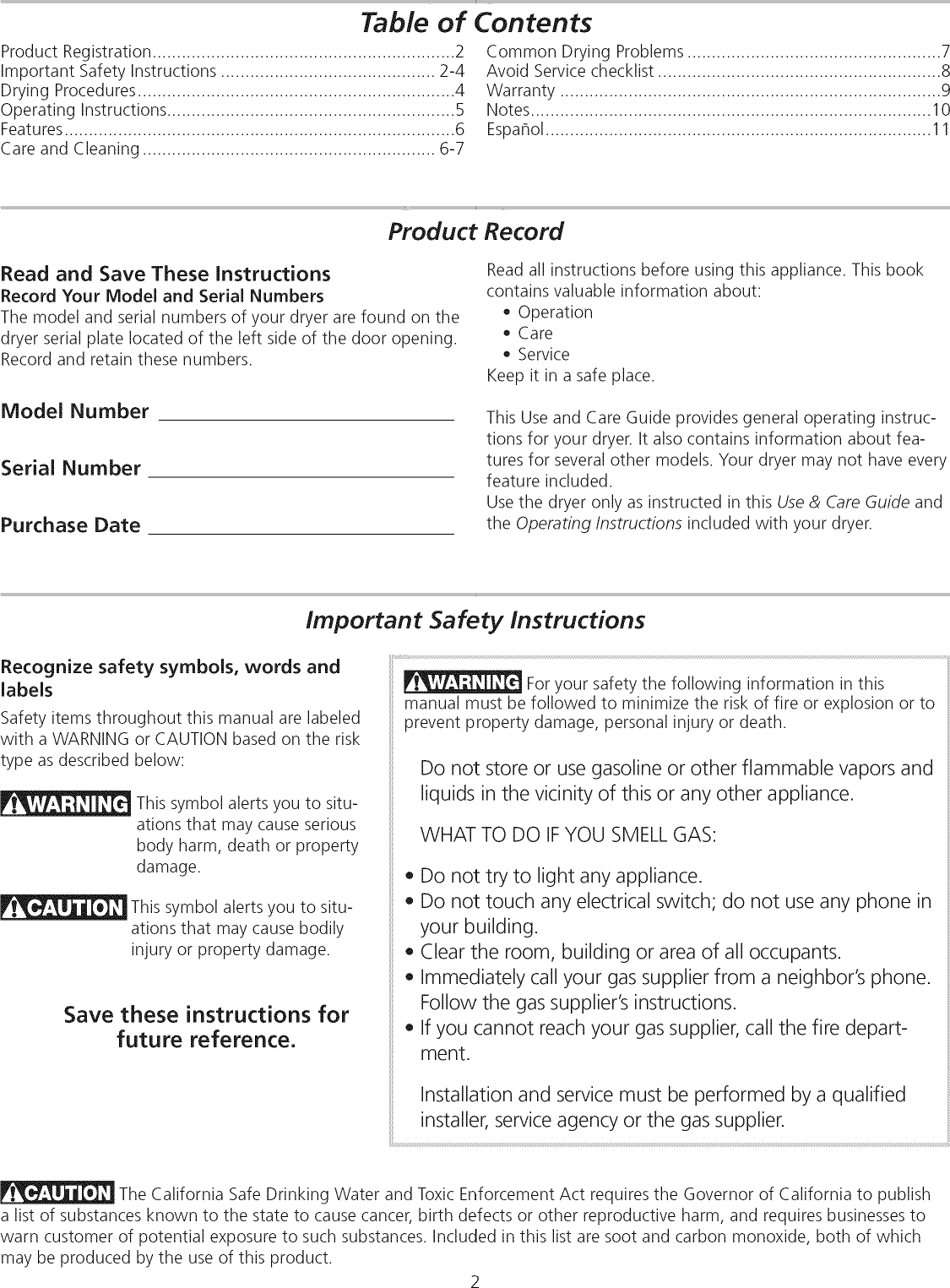 Frigidaire FRE5711KW0 User Manual ELECTRIC DRYER Manuals And Guides