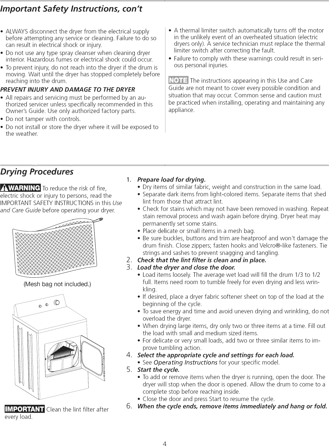 Frigidaire FRE5711KW0 User Manual ELECTRIC DRYER Manuals And Guides