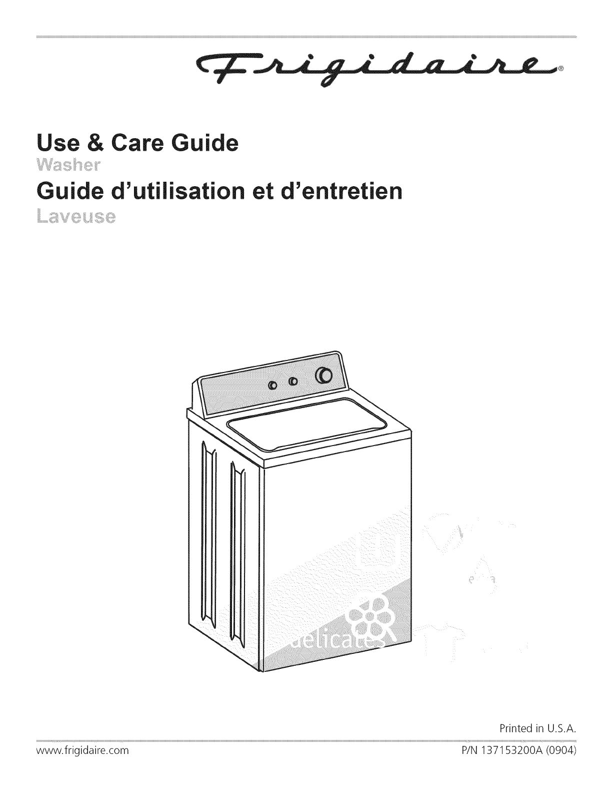 Frigidaire FTW3011KW0 User Manual WASHER Manuals And Guides L0905205