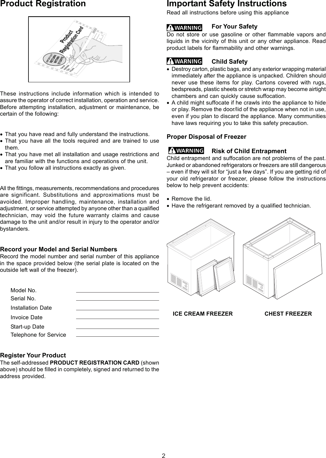 Page 2 of 11 - Frigidaire Frigidaire-7-Cf-Chest-Freezer-297068500-Users-Manual- 297068500  Frigidaire-7-cf-chest-freezer-297068500-users-manual