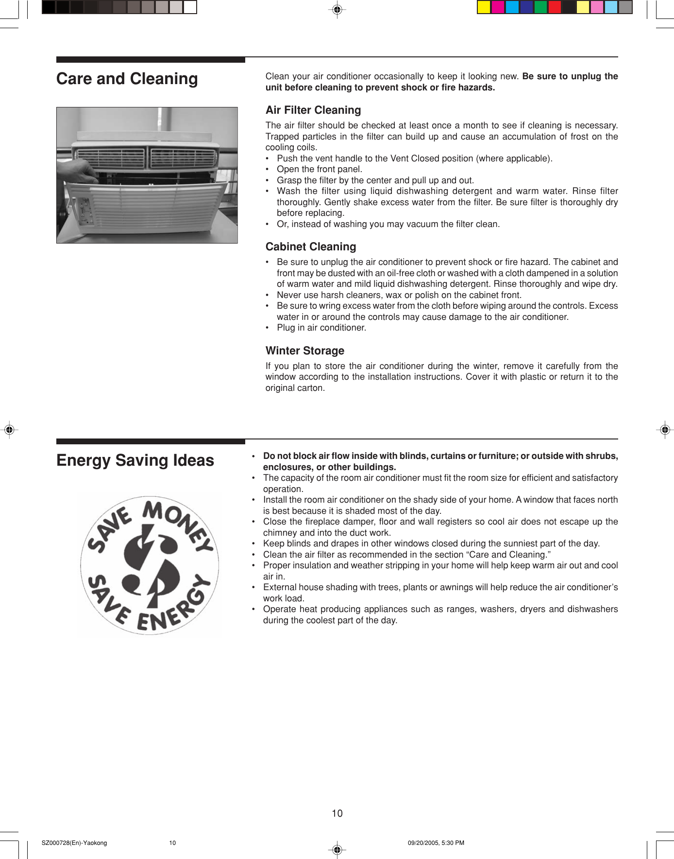 Page 10 of 11 - Frigidaire Frigidaire-Electronic-Control-Air-Conditioner-Users-Manual- SZ000728(En)-Yaokong  Frigidaire-electronic-control-air-conditioner-users-manual