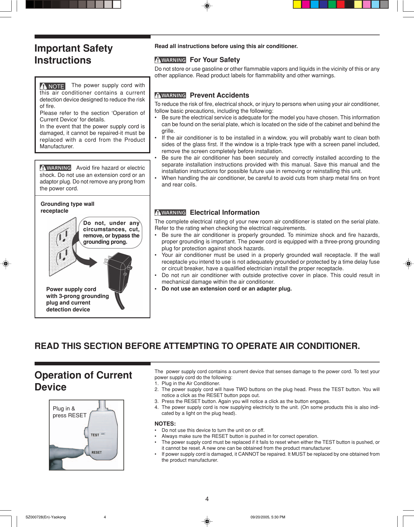 Page 4 of 11 - Frigidaire Frigidaire-Electronic-Control-Air-Conditioner-Users-Manual- SZ000728(En)-Yaokong  Frigidaire-electronic-control-air-conditioner-users-manual