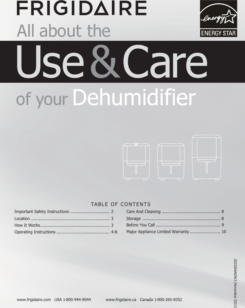 Page 1 of 10 - Frigidaire Frigidaire-Fad504Dwd-Owners-Manual- 灏侀潰  Frigidaire-fad504dwd-owners-manual
