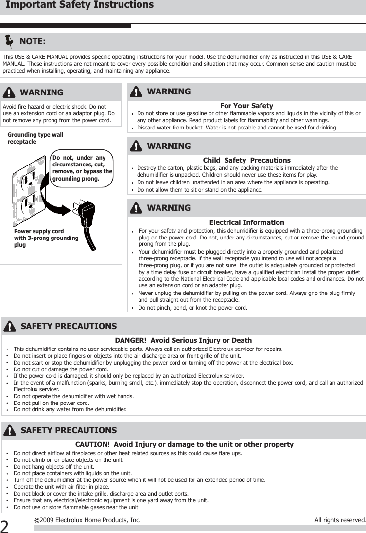 Page 2 of 10 - Frigidaire Frigidaire-Fad504Dwd-Owners-Manual- 灏侀潰  Frigidaire-fad504dwd-owners-manual