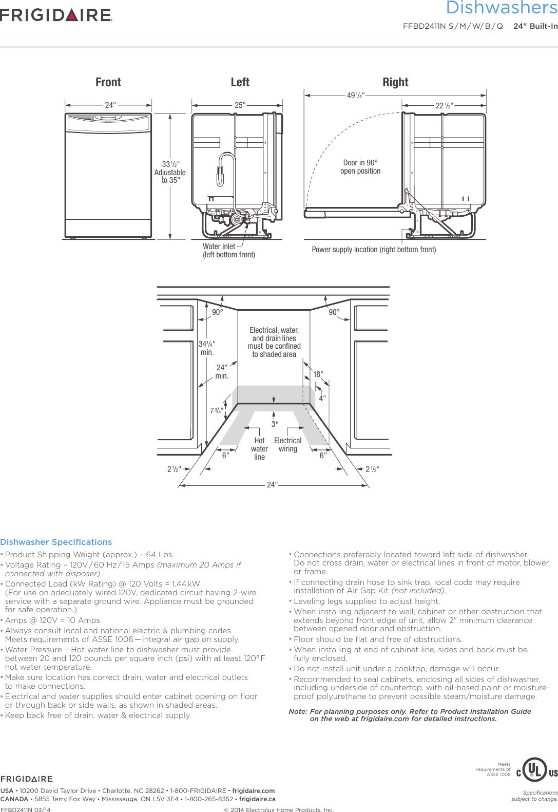Page 3 of 7 - Frigidaire Frigidaire-Ffbd2411Nm-Product-Specifications-Sheet-  Frigidaire-ffbd2411nm-product-specifications-sheet