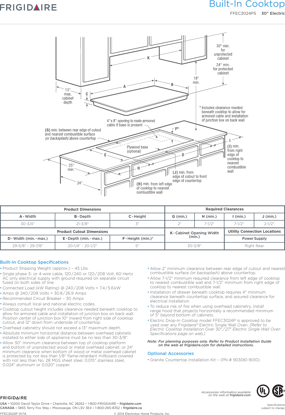 Page 3 of 5 - Frigidaire Frigidaire-Ffec3024Ps-Product-Specifications-Sheet-  Frigidaire-ffec3024ps-product-specifications-sheet