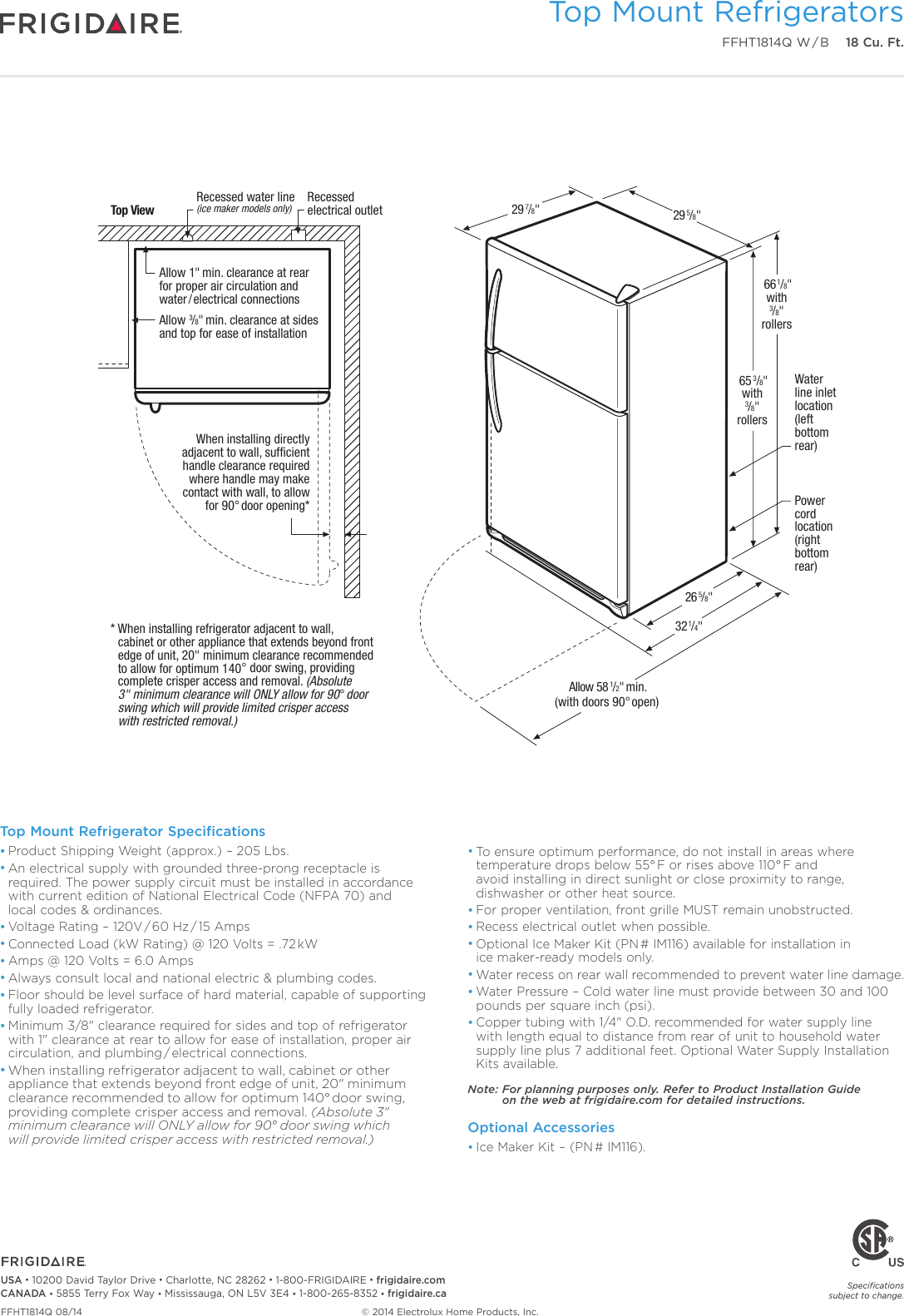 Page 3 of 4 - Frigidaire Frigidaire-Ffht1814Qb-Product-Specifications-Sheet-  Frigidaire-ffht1814qb-product-specifications-sheet