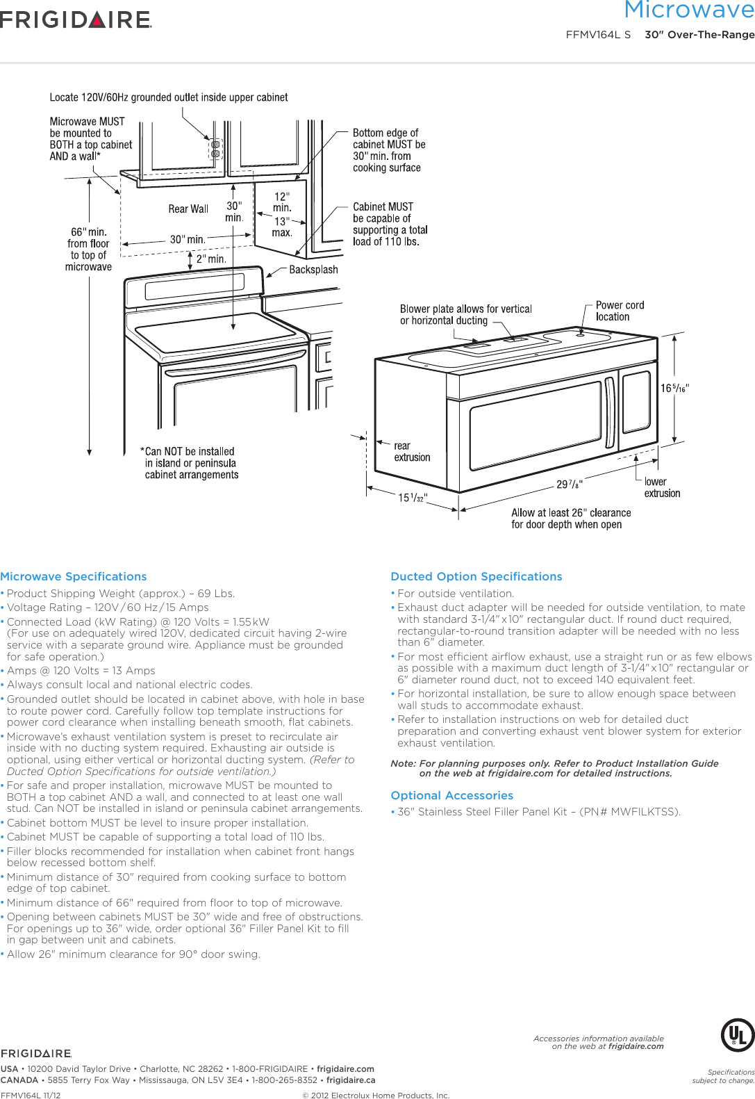 Page 3 of 7 - Frigidaire Frigidaire-Ffmv164Ls-Product-Specifications-Sheet-  Frigidaire-ffmv164ls-product-specifications-sheet